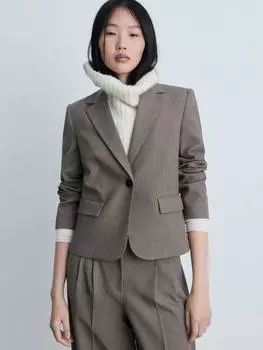 Блейзер helena на одной пуговице Mango, коричневый