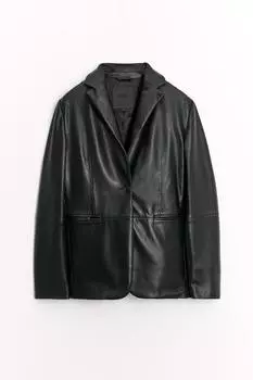 Блейзер из 100% кожи ZARA, черный