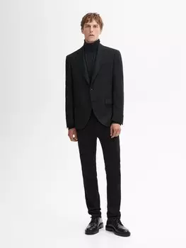Блейзер из 100% шерсти с фактурой Massimo Dutti, зеленый