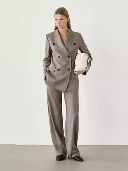 Блейзер из 100% шерсти с карманами Massimo Dutti, бежевый