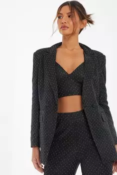 Блейзер из блесток и страз Quiz, черный