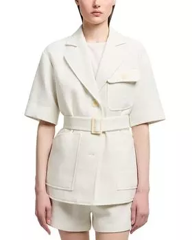 Блейзер из букле с поясом Emporio Armani, белый