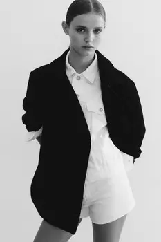 Блейзер из фетра в стиле оверсайз H&M, черный