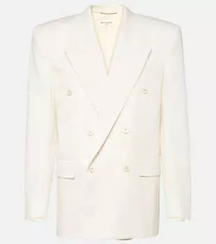 Блейзер из габардина из натуральной шерсти Saint Laurent, белый
