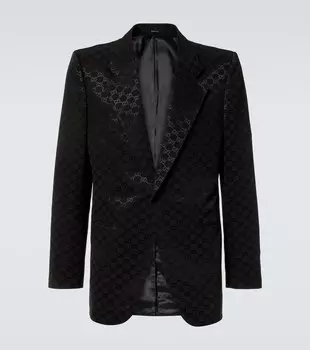 Блейзер из хлопчатобумажной ткани GG Canvas Gucci, черный