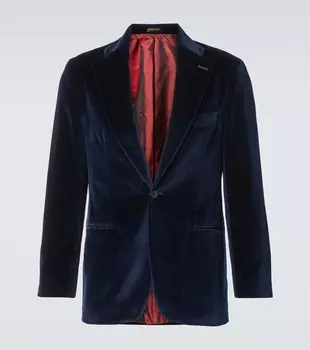 Блейзер из хлопкового бархата Rubinacci, цвет night blue