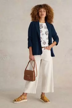 Блейзер из хлопкового джерси Evelyn White Stuff, синий