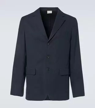 Блейзер из хлопковой смеси Dries Van Noten, темно-синий