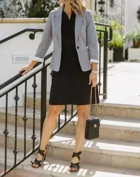 Блейзер из крепа с рукавами 3/4 в сланцевом цвете Kensie, цвет slate