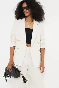 Блейзер из льна 100% хлопка River Island, бежевый
