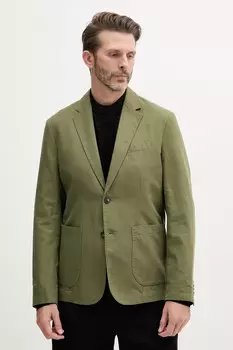 Блейзер из льняной смеси United Colors Of Benetton, зеленый