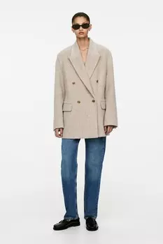 Блейзер из матовой шерсти Arket, коричневый