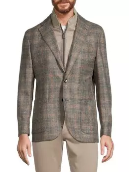 Блейзер из натуральной шерсти в клетку Lubiam, серый