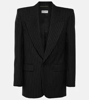 Блейзер из натуральной шерсти в тонкую полоску SAINT LAURENT, разноцветный