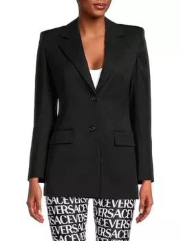 Блейзер из однотонной натуральной шерсти Versace, черный