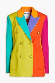 Блейзер из шерсти Grain de Poudre в стиле колор-блок MOSCHINO, оранжевый
