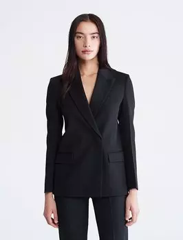 Блейзер из шерстяного твила Calvin Klein, черный