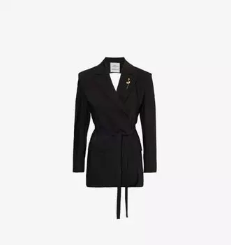 Блейзер из шерстяной смеси Marella x emily ratajkowski с вырезом и открытой спиной Marella, черный