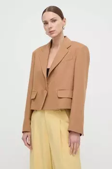 Блейзер из смешанного льна Weekend Max Mara, коричневый