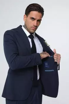 Блейзер из смеси хлопка и льна с декором Harry Brown London, темно-синий