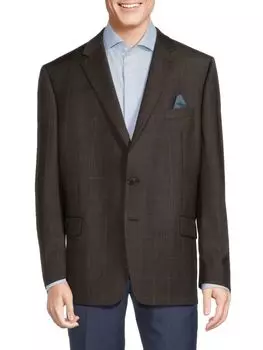 Блейзер из смесовой шерсти в клетку Ralph Lauren, цвет Brown Blue
