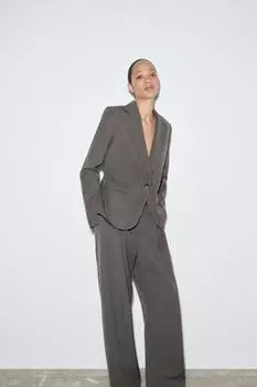 Блейзер из смесовой шерсти ZARA, серый
