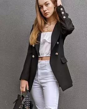 Блейзер из текстурированной ткани «Принцесса Полина» Belle&Bloom, черный