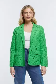 Блейзер из вышивки на подкладке River Island, зеленый