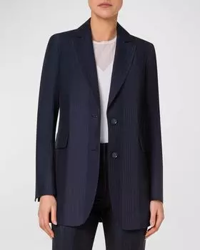 Блейзер из жатого хлопка Alvina Blackwatch Akris, цвет Navy