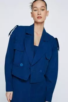Блейзер карго Petite Premium из твила Nasty Gal, темно-синий