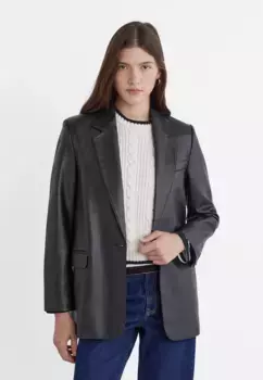 Блейзер классического кроя с эффектом кожи Stradivarius, черный