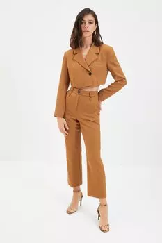 Блейзер - Коричневый - Классический крой Trendyol, коричневый