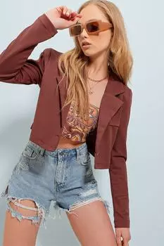 Блейзер - Коричневый - Приталенный Trend Alaat Stili