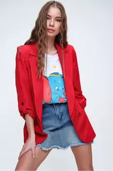 Блейзер - Красный - Классический крой Trend Alaat Stili