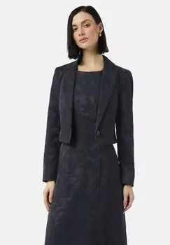 Блейзер KURZER JACQUARD-MIT ALL-OVER-MUSTERUNG comma, темно-синий