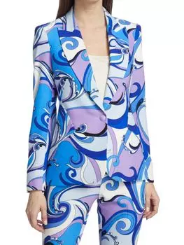 Блейзер L'AGENCEс принтом чемберлен, голубой