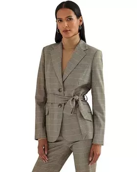 Блейзер LAUREN Ralph Lauren Checked Plaid Wool-Blend Twill, коричневый