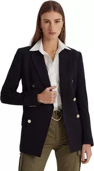 Блейзер Lauren Ralph Lauren Double-Breasted Wool Crepe Blazer, цвет Lauren Navy