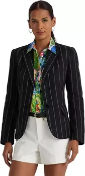 Блейзер Lauren Ralph Lauren Petite Pinstripe Linen Blazer, цвет Black/Cream