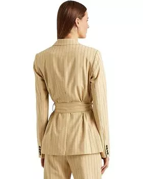 Блейзер LAUREN Ralph Lauren Petite Striped Wool Crepe Blazer, цвет Pale Parchment/Black