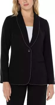 Блейзер Liverpool Los Angeles Shawl Collar Blazer with Chain Trim, черный