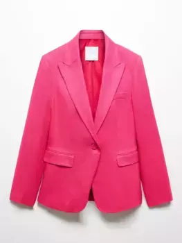 Блейзер Mango Boreli Linen, цвет bright/pink