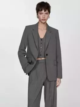 Блейзер Mango Bowery Pinstripe, серый