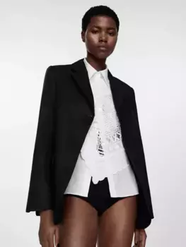 Блейзер Mango Lisa Linen Button, черный