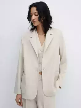 Блейзер Mango Mango Alicante Lyocell Cotton Blend, цвет lt/pastel/grey