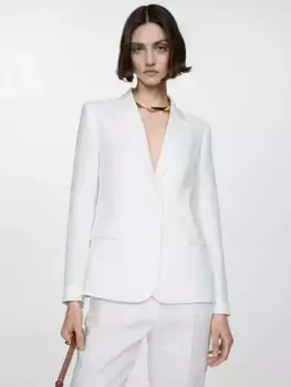 Блейзер Mango Niza Linen, белый