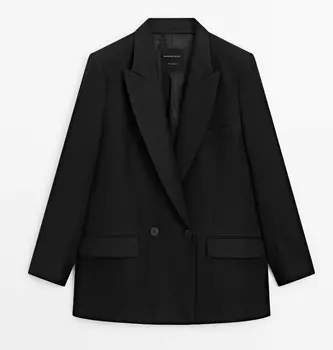 Блейзер Massimo Dutti 100% Linen, черный