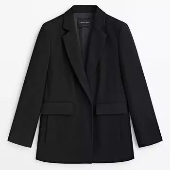 Блейзер Massimo Dutti Crepe Suit, черный