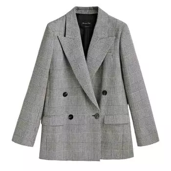 Блейзер Massimo Dutti Double-breasted Check, серый