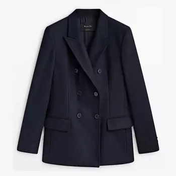 Блейзер Massimo Dutti Flannel, темно-синий